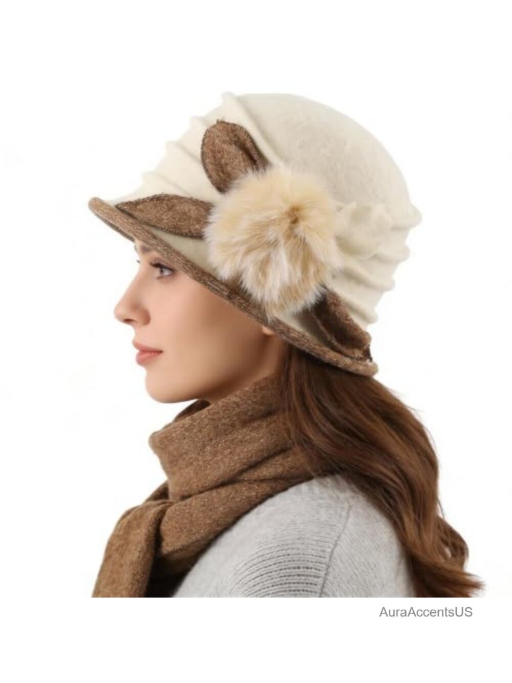 Wool Felt Bucket Hat Vintage 1920s Winter Cloche Hat
